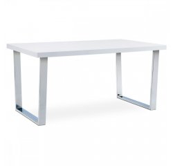 AUTRONIC AT-2088 WT jedálenský stôl 150x90 cm, MDF doska, biely vysoký lesk, chromovaná podnož