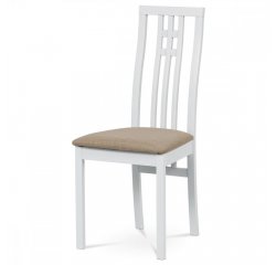 AUTRONIC BC-2482 WT jedálenská stolička, masív biely/látka béžová