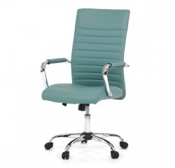 AUTRONIC KA-V307 BLUE Kancelářská židle, modrá ekokůže, houpací mech, kolečka pro tvrdé podlahy, chromový kříž