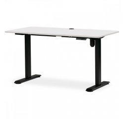 AUTRONIC LT-W140 WT Kancelářský polohovací stůl s elektricky nastavitelnou výší pracovní desky. Bílá deska. Kovové podnoží v černé barvě.