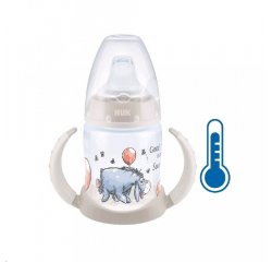 Dojčenská fľaša na učenie NUK Medvedík Pú s kontrolou teploty 150 ml béžová oslík