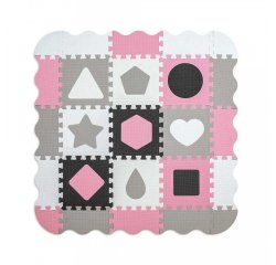 Penové puzzle podložka ohrádka Milly Mally Jolly 3x3 Shapes Pink Grey