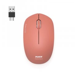 PORT CONNECT Wireless COLLECTION, bezdrátová myš, USB-A a USB-C dongle, 2.4Ghz, 1600DPI, cihlová