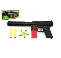 TEDDIES PISTOL NA PENOVE NABOJE 2KS + SPUNTOVKA 5KS PLAST 30CM V KRABICI /00312361/