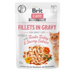 BRIT CARE CAT FILLETS IN GRAVY TURKEY &amp; SALMON 85G