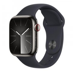 APPLE WATCH SERIES 9 GPS + CELLULAR 45MM GRAPHITE STAINLESS STEEL CASE MIDNIGHT SPORTB-S/M,MRMV3QC/A