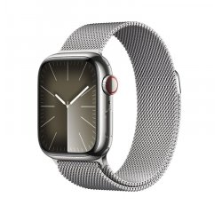 APPLE WATCH SERIES 9 GPS + CELLULAR 41MM SILVER STAINLESS STEEL CASE SILVER MILANESE LOOP,MRJ43QC/A