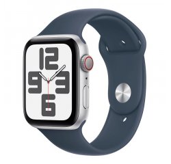 APPLE WATCH SE GPS + CELLULAR 44MM SILVER ALUMINIUM CASE WITH STORM BLUE SPORT BAND - S/M MRHF3QC/A