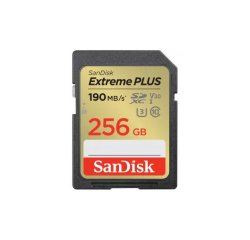 SANDISK EXTREME PLUS 256 GB SDXC MEM. CARD 190 MB/S &amp; 130 MB/S, UHS-I, CLASS 10, U3, V30