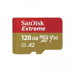 SANDISK EXTREME MICROSDXC 128 GB + SD ADAPTER 190 MB/S &amp; 90 MB/S A2 C10 V30 UHS-I U3