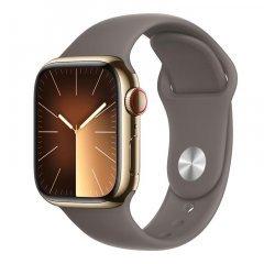 APPLE WATCH SERIES 9 GPS + CELLULAR 45MM GOLD STAINLESS STEEL CASE WITH CLAY SPORTBAND-M/L,MRMT3QC/A