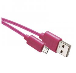 EMOS SM7006P TEXT. KABEL USB 2.0 A/M - MICRO B/M 1M RUZOVY
