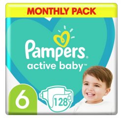 PAMPERS ACTIVE BABY S6 128KS, 13-18KG CASHBACK AŽ 40 EUR