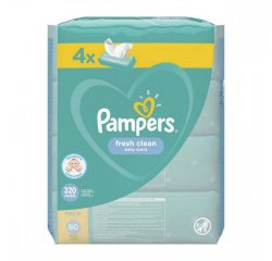 PAMPERS WIPES 320KS (4X80) FRESH CLEAN CASHBACK AŽ 40 EUR