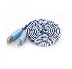 SBOX USB-103CF-BL PREPOJOVACI KABEL (PLOCHY) USB 2.0/MICROUSB MODRY