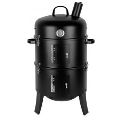 Gril Strend Pro Smoker, BBQ, na drevené uhlie, 3v1 grilovanie, údenie a vodné údenie, 440x780 mm