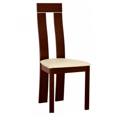 KONDELA Drevená stolička, orech/ekokoža béžová, DESI