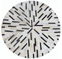 KONDELA Luxusný kožený koberec, čierna/béžová/biela, patchwork, 200x200, KOŽA TYP 8