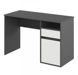 KONDELA PC stôl, tmavosivá-grafit/biela, BILI