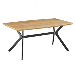 KONDELA Jedálenský stôl, dub/čierna, 160x90 cm, MEDITER