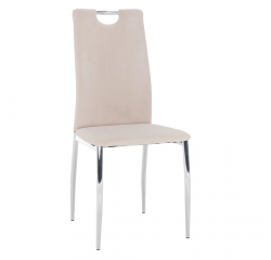 KONDELA Jedálenská stolička, béžová Dulux Velvet látka/chróm, OLIVA NEW