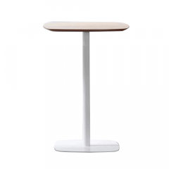 KONDELA Barový stôl, dub/biela, MDF/kov, priemer 60 cm, HARLOV