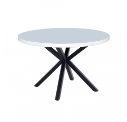 KONDELA Jedálenský stôl, biela matná/čierna, priemer 120 cm, MEDOR