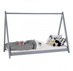 KONDELA Montessori posteľ, sivá, borovicové drevo, GROSI